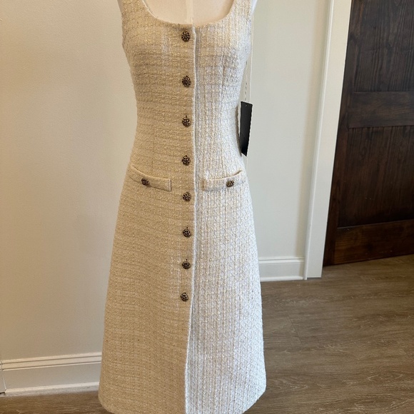Sleeveless Cream Tweed Ingrid Dress, Tuckernuck, XS - Picture 1 of 3